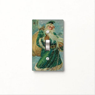 Christmas Greetings-Retro Santa Claus Postcard Light Switch Cover