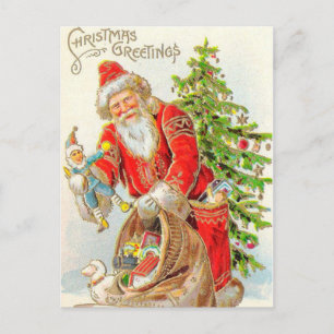 Christmas Greetings Santa Holiday Postcard
