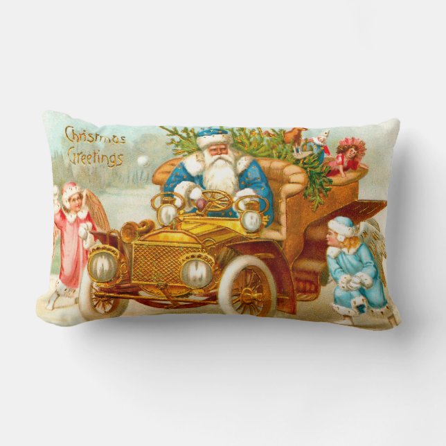 Christmas Greetings Santa  Lumbar Pillow (Front)