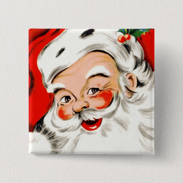 Christmas Greetings Santa Pinback Button (Front)