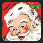 Christmas Greetings Santa Square Sticker<br><div class="desc">Vintage Santa illustration wishing you Christmas Greetings.</div>