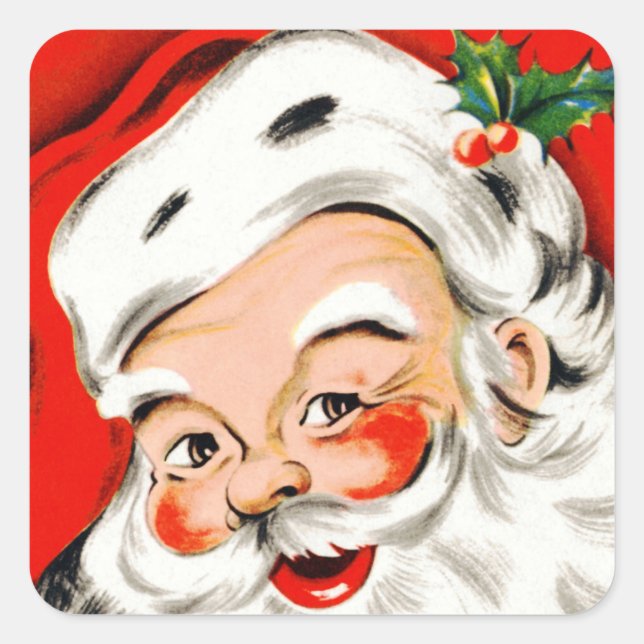 Christmas Greetings Santa Square Sticker (Front)