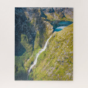 Christmas Greetings Sutherland Falls New Zealand Jigsaw Puzzle