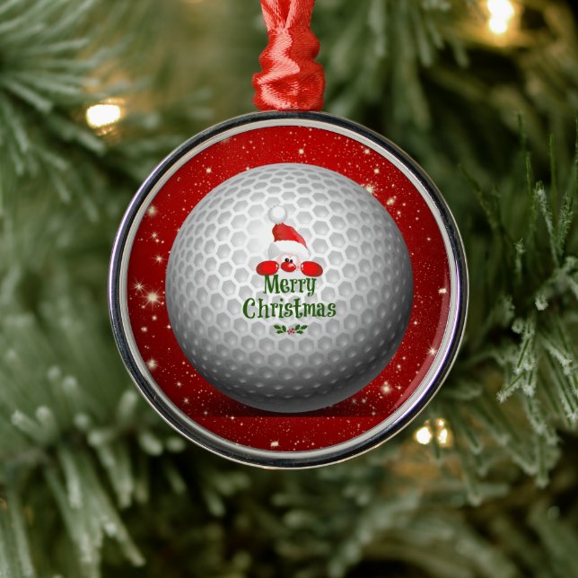 Christmas Greetings to Golfer Metal Ornament (Tree)