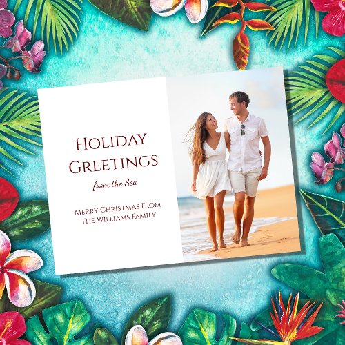 Christmas Greetings Tropical Beach Photo  Holiday Postcard