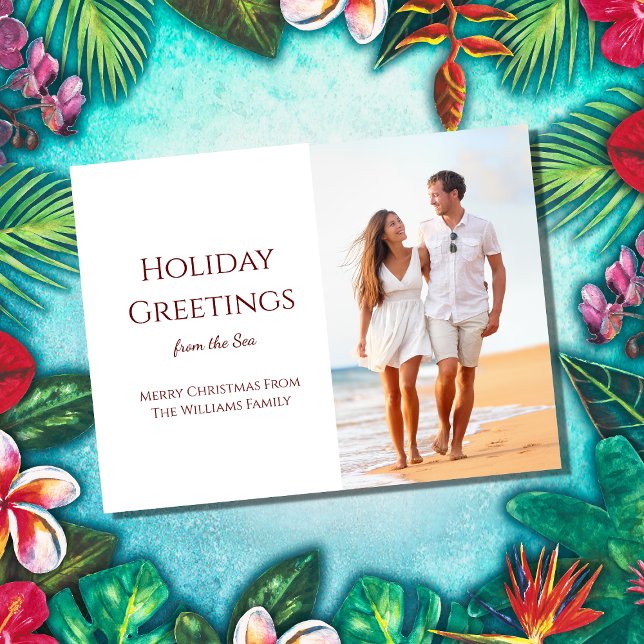 Christmas Greetings Tropical Beach Photo  Holiday Postcard (Creator Uploaded)
