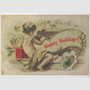 Christmas Greetings Vintage Angel Ephemera Tissue Paper