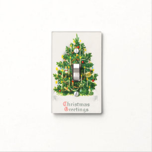 Christmas Greetings, vintage card, Christmas Tree Light Switch Cover