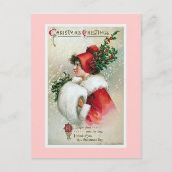 "christmas Greetings" Vintage Holiday Postcard by ChristmasVintage at Zazzle