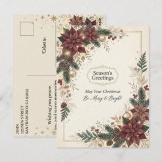 Christmas Greetings Winter Holiday Wish New Year Postcard