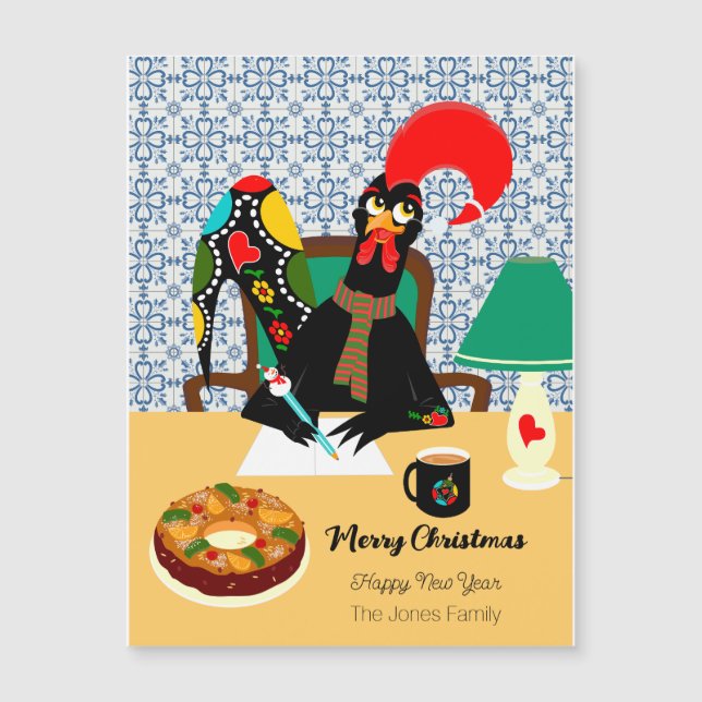 Christmas greetings with Portuguese Rooster card (Front)