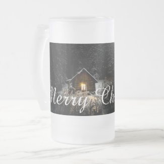 Christmas Greetings with Witch House Frosted Glass Beer Mug