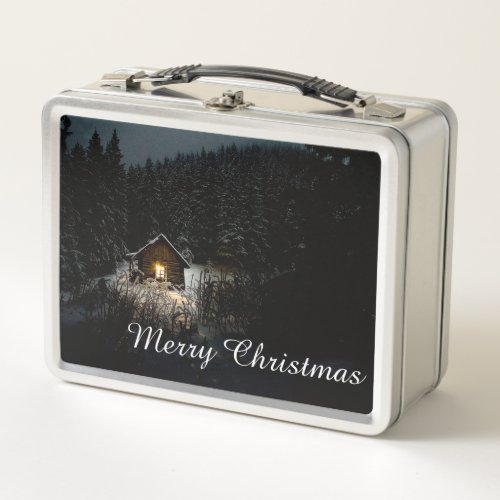 Christmas Greetings with Witch House Metal Lunch Box