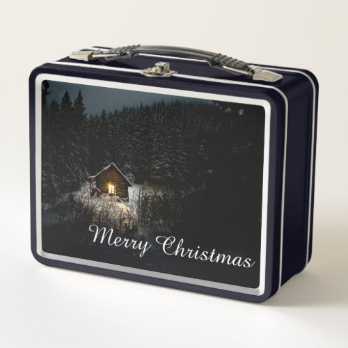 Christmas Greetings with Witch House Metal Lunch Box