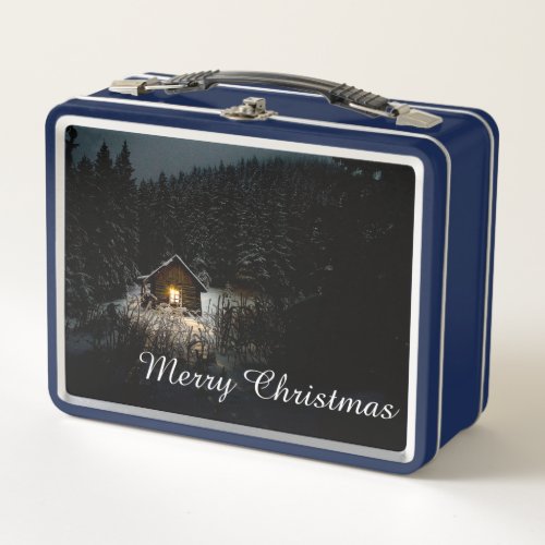 Christmas Greetings with Witch House Metal Lunch Box