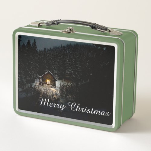 Christmas Greetings with Witch House Metal Lunch Box