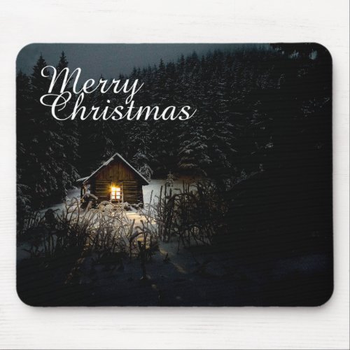 Christmas Greetings with Witch House Mouse Pad