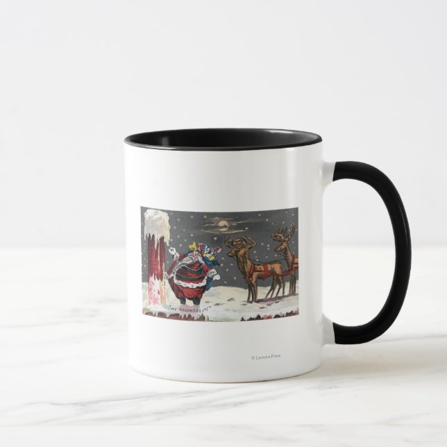 Christmas GreetingSanta and Chimney Mug (Right)