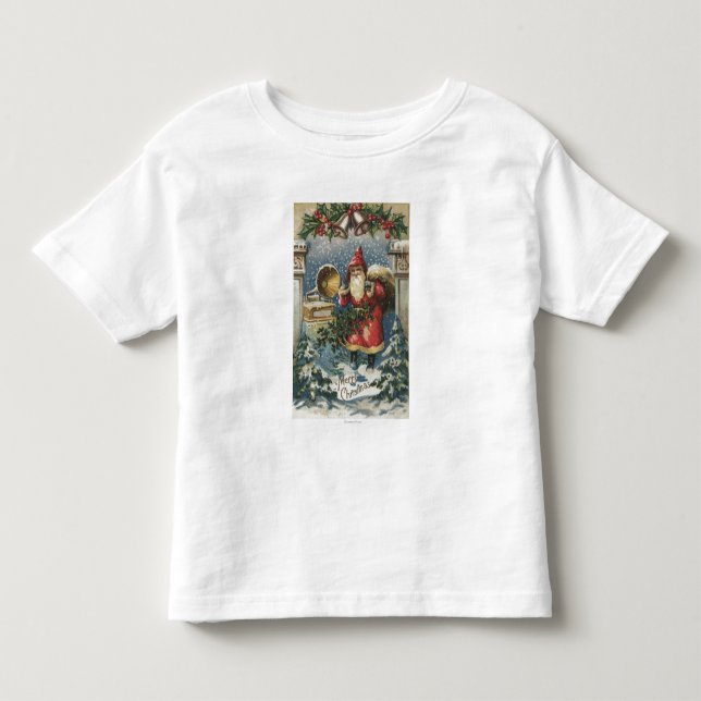 Christmas GreetingSanta and Record Player Toddler T-shirt (Front)