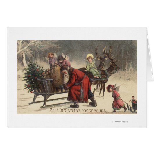 Christmas GreetingSanta and Sleigh Cards (Front Horizontal)