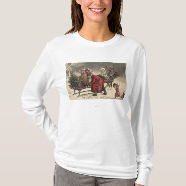 Christmas GreetingSanta and Sleigh T-Shirt (Front)