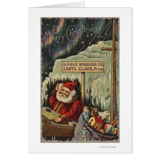 Christmas GreetingSanta at North Pole Cards (Front)