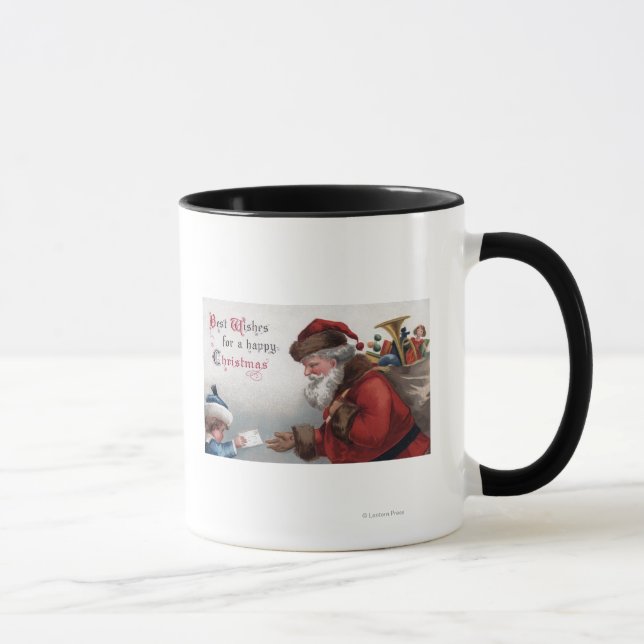 Christmas GreetingSanta Getting Letter Mug (Right)