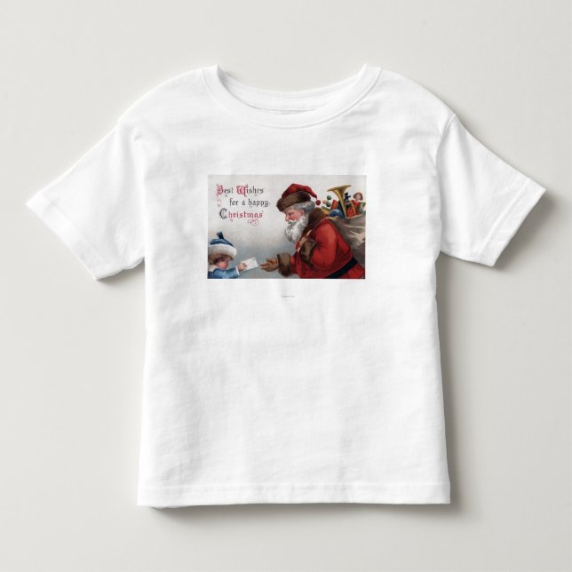 Christmas GreetingSanta Getting Letter Toddler T-shirt (Front)
