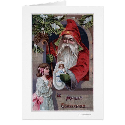 Christmas GreetingSanta Giving Doll Cards (Front)