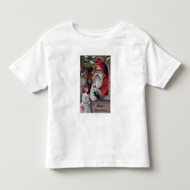 Christmas GreetingSanta Giving Doll Toddler T-shirt (Front)
