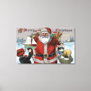 Christmas GreetingSanta Giving Gifts Canvas Print