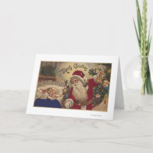Christmas GreetingSanta Hanging Ornaments Holiday Card