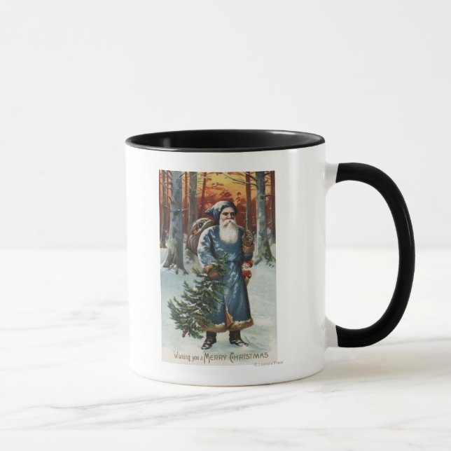 Christmas GreetingSanta in Blue Mug (Right)