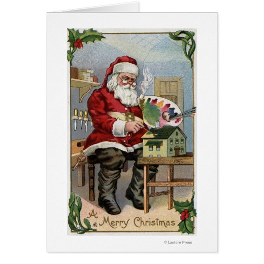 Christmas GreetingSanta Painting Cards (Front)