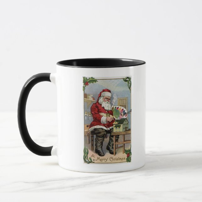 Christmas GreetingSanta Painting Mug (Left)