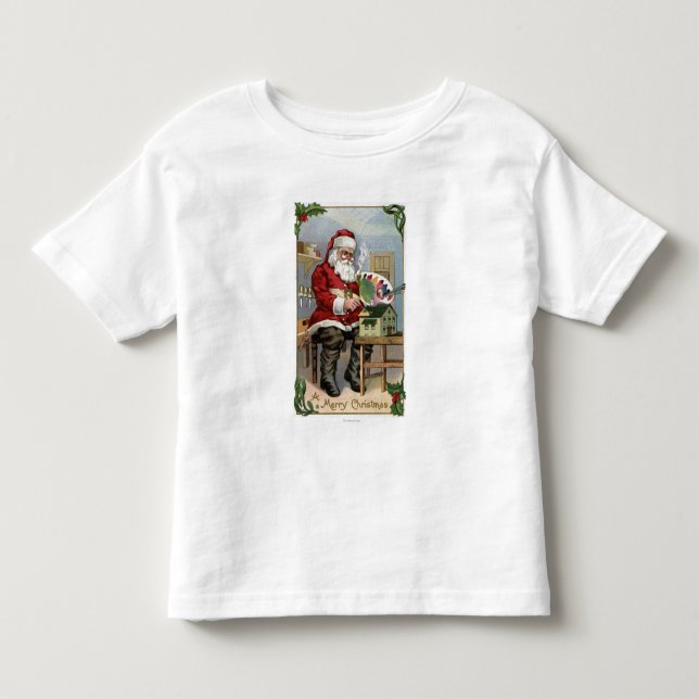 Christmas GreetingSanta Painting Toddler T-shirt (Front)