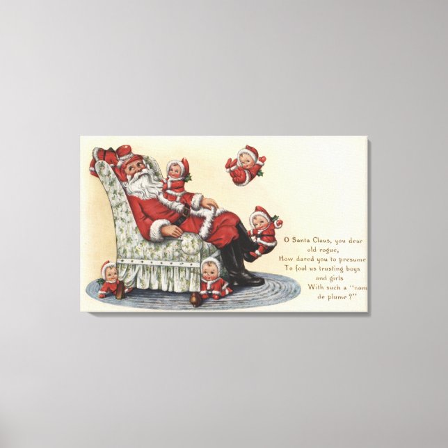 Christmas GreetingSanta Sitting # 2 Canvas Print (Front)