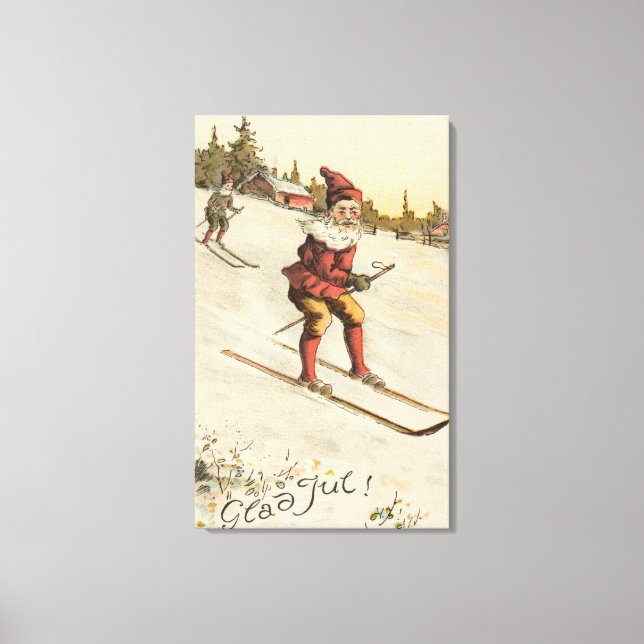 Christmas GreetingSanta Skiing Canvas Print (Front)