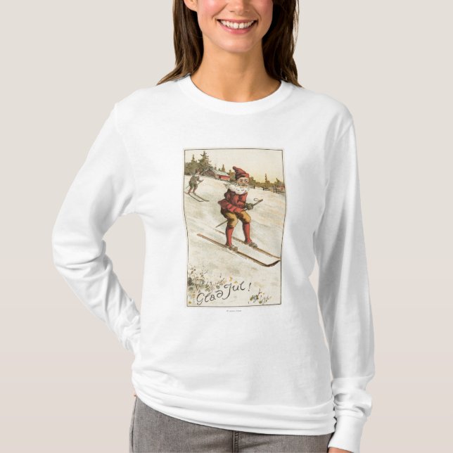 Christmas GreetingSanta Skiing T-Shirt (Front)
