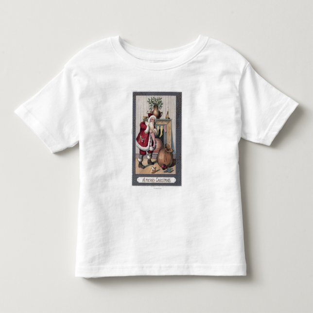 Christmas GreetingSanta Stuffing Stockings Toddler T-shirt (Front)