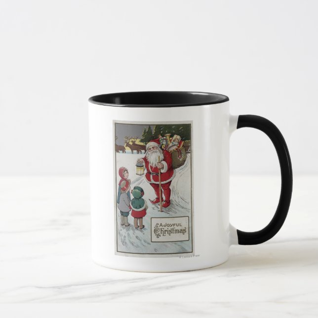 Christmas GreetingSanta Talking to Kids Mug (Right)