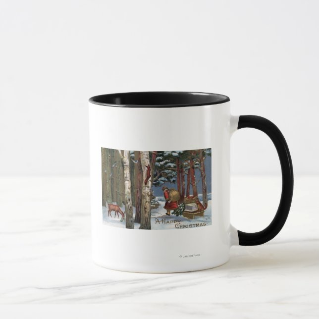Christmas GreetingSanta Through Forest Mug (Right)