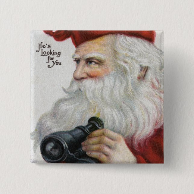 Christmas GreetingSanta with Binoculars Button (Front)