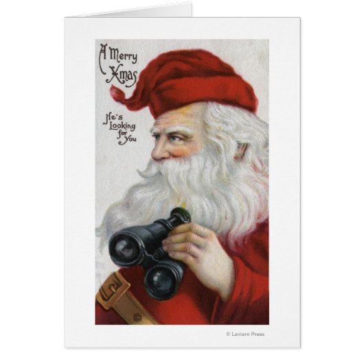 Christmas GreetingSanta with Binoculars Cards (Front)