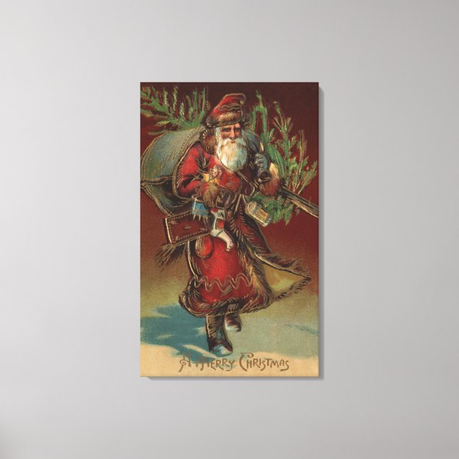 Christmas GreetingSanta with Gifts # 2 Canvas Print (Front)