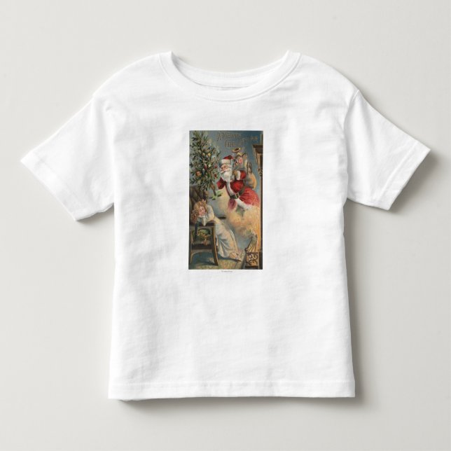 Christmas GreetingSanta with Tree and Gifts Toddler T-shirt (Front)