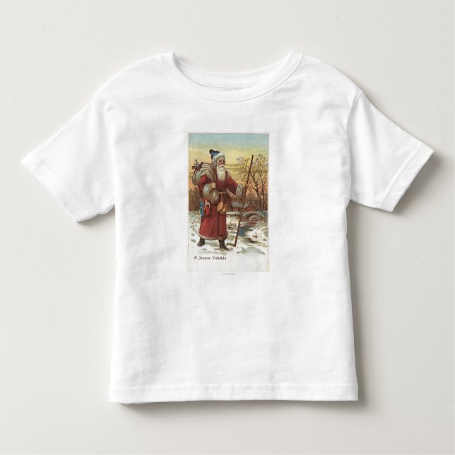 Christmas GreetingSanta with Walking Stick Toddler T-shirt (Front)