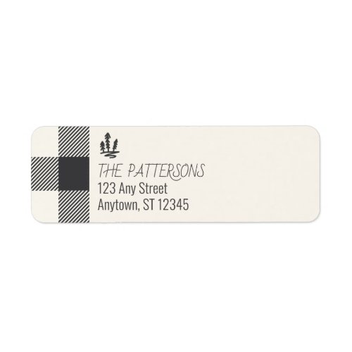 Christmas Grey Buffalo Plaid Return Address Label