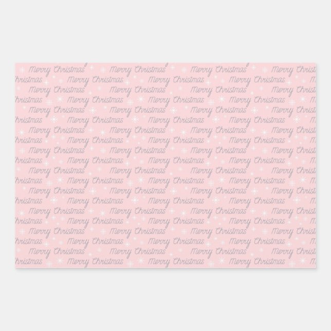 Christmas grey white pink silver simple elegant wrapping paper sheets (Front)
