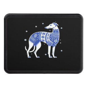 Christmas Greyhound Dog Wearing an Ugly Sweater Bl Hitch Cover